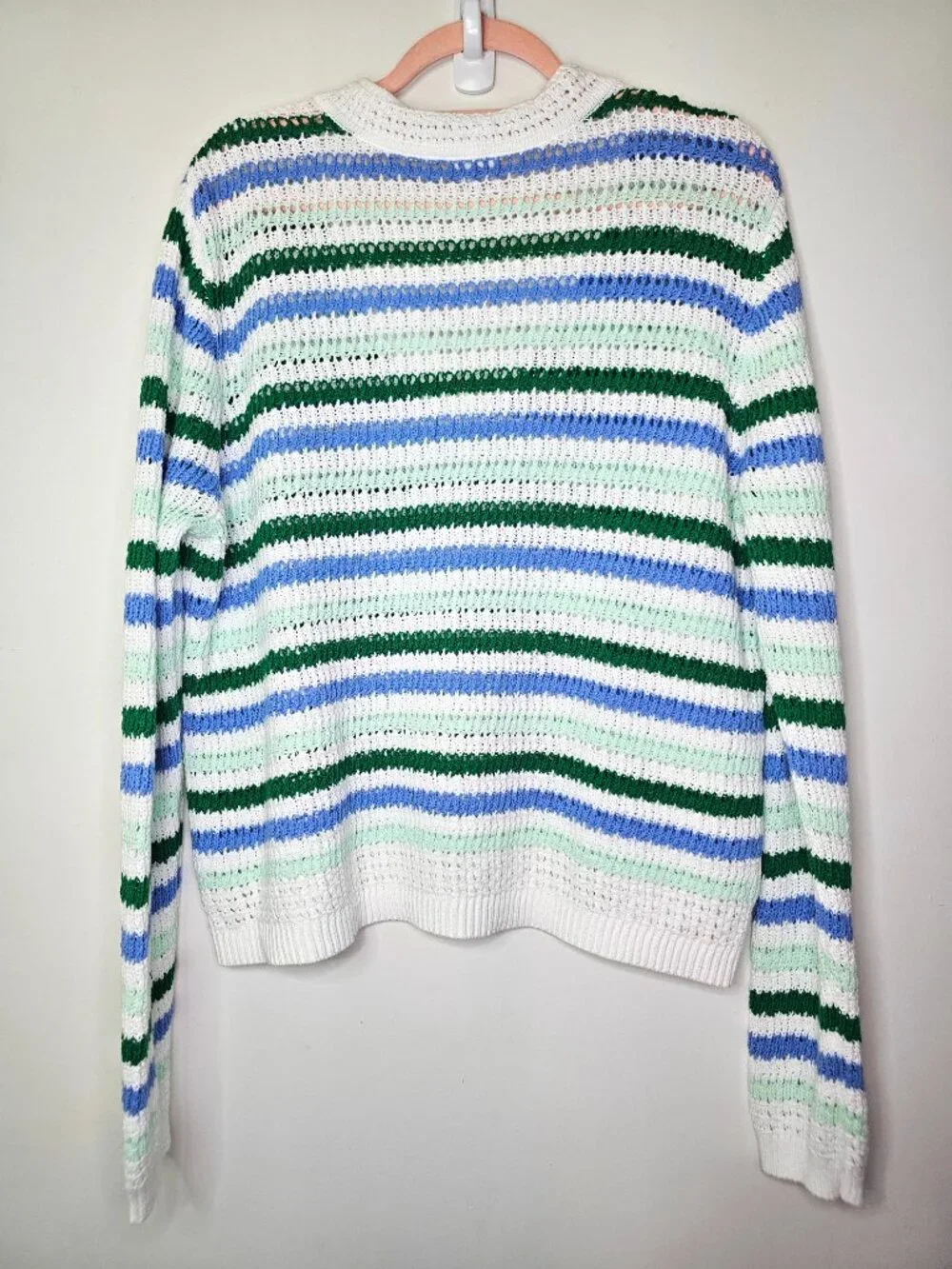 CAbi 6771 Serena Cotton Knit V-Neck Long Sleeve Pullover Sweater L Striped - Picture 3 of 8